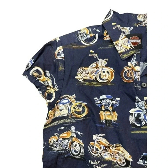 Harley-Davidson Motor Cycles Cotton Printed Collared Button Down Shirt Small - Picture 3 of 4